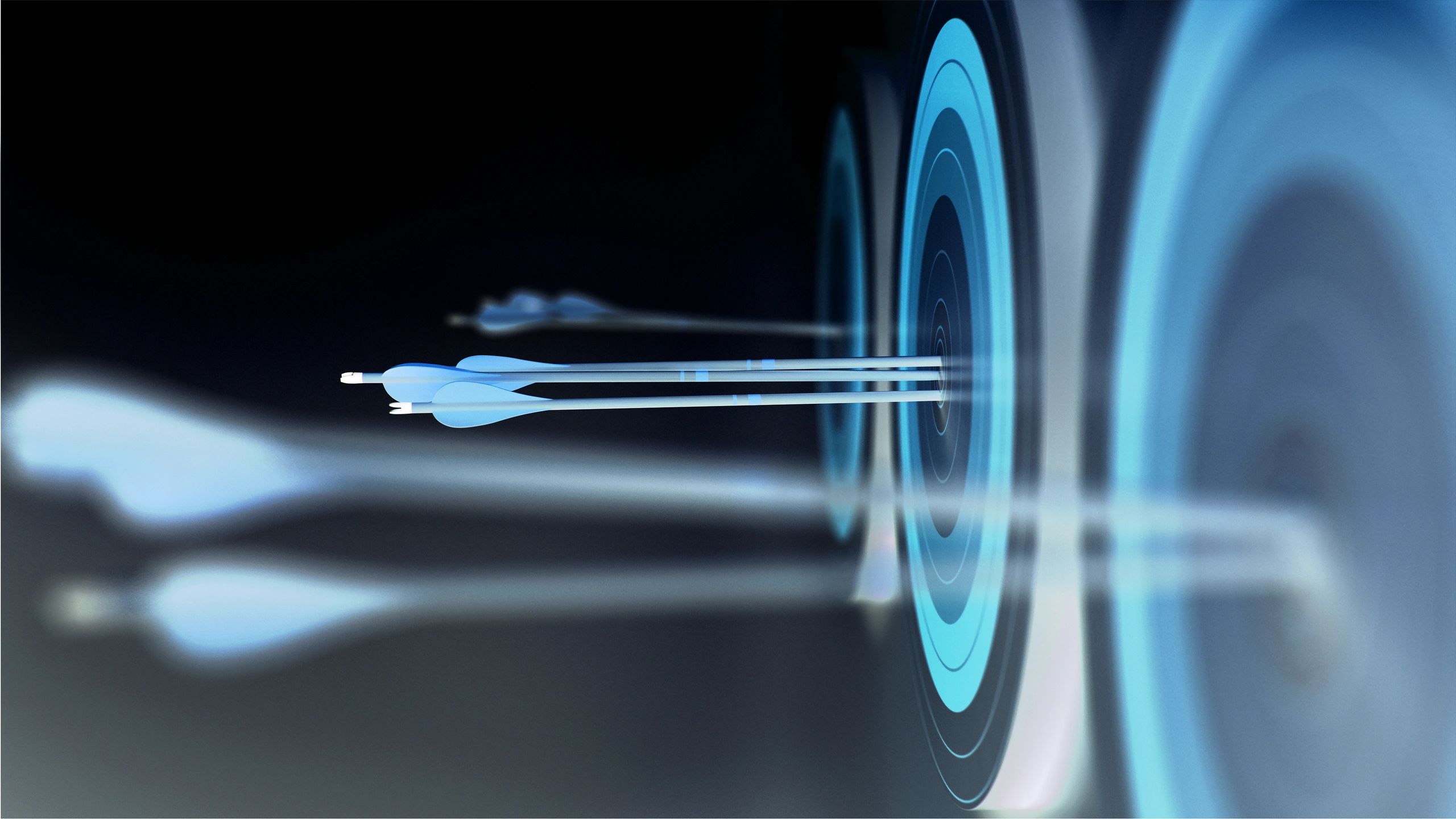 Arrows hitting bulls-eyes on targets